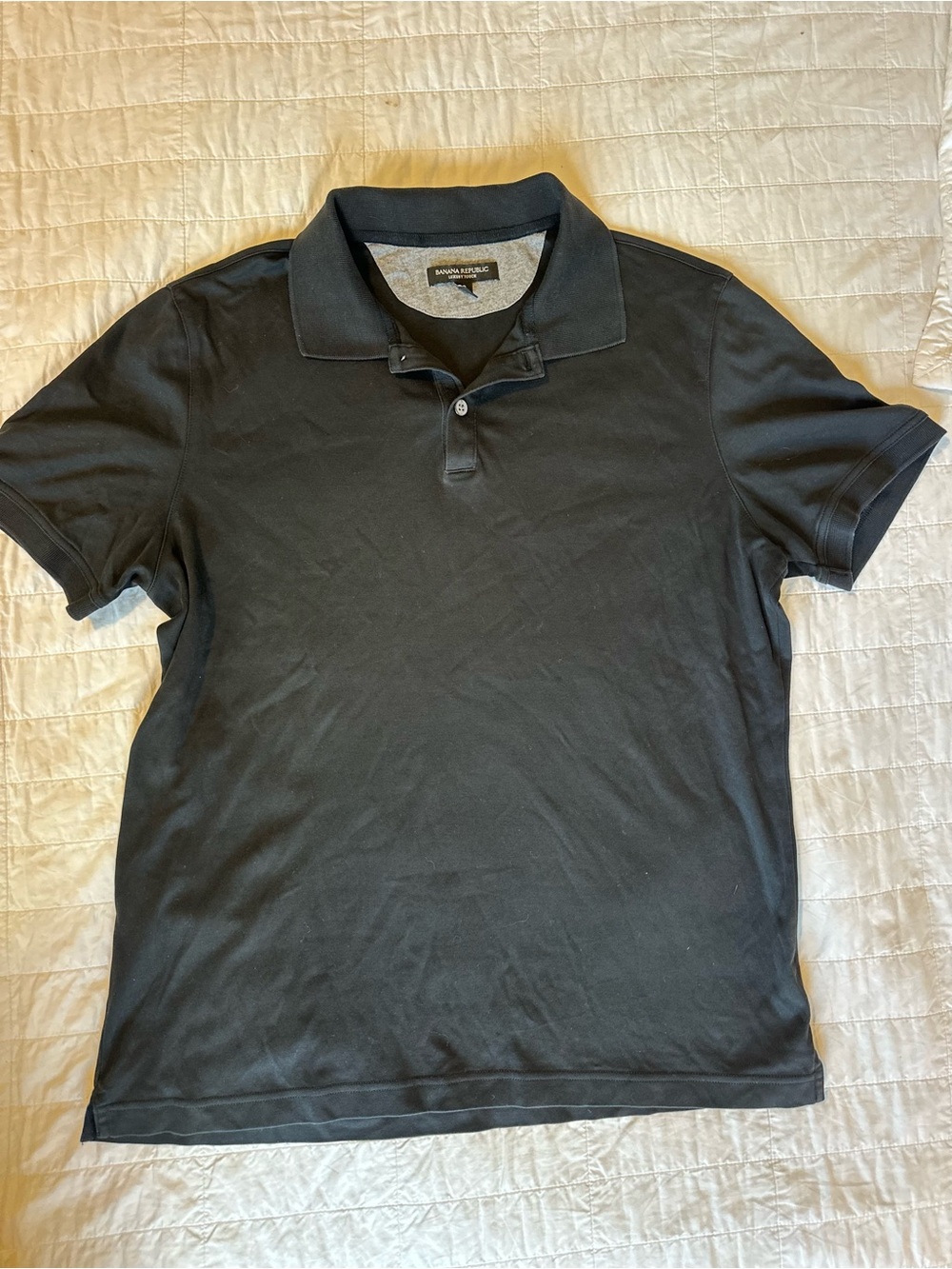 Banana Republic Men’s Black Polo Shirt with Two-Button Placket